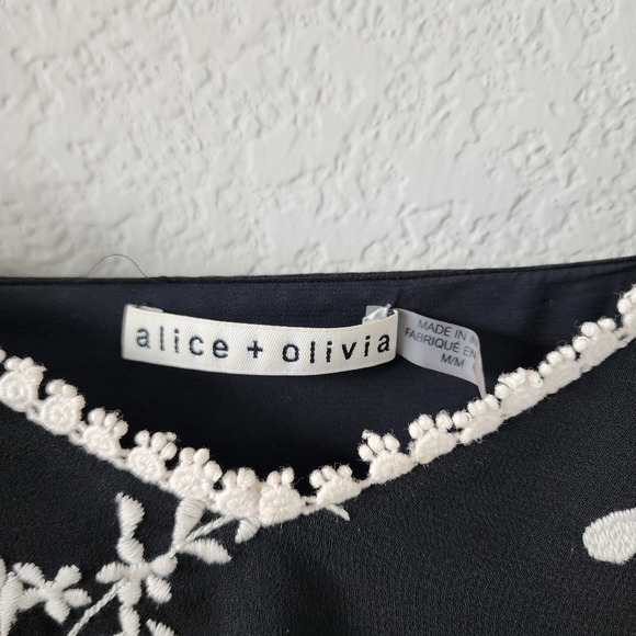 Alice + Olivia Holden Cold Shoulder Embroidered Floral Chiffon Mini Dress Boho M - Picture 13 of 13